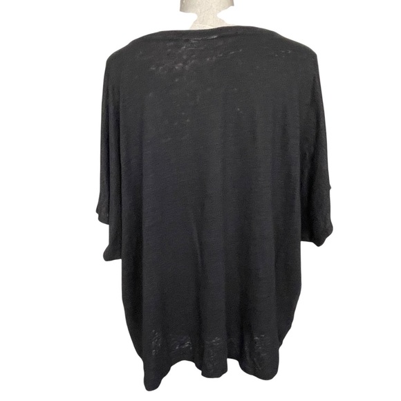 Chico’s Easy Tie Front Linen Tee Top Women’s Size 4 US XXL Black - Picture 5 of 9